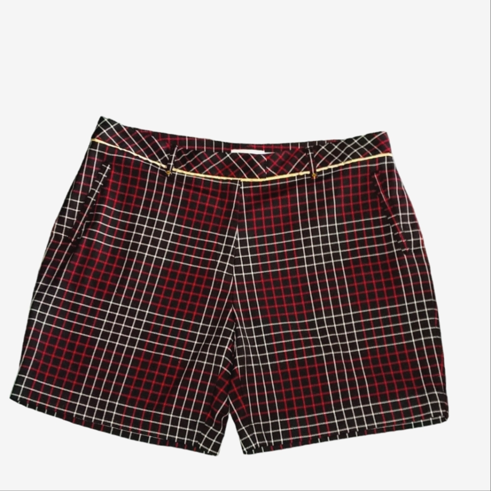 PLAID GOLD TRIM SPORT SHORTS by LADY HAGEN